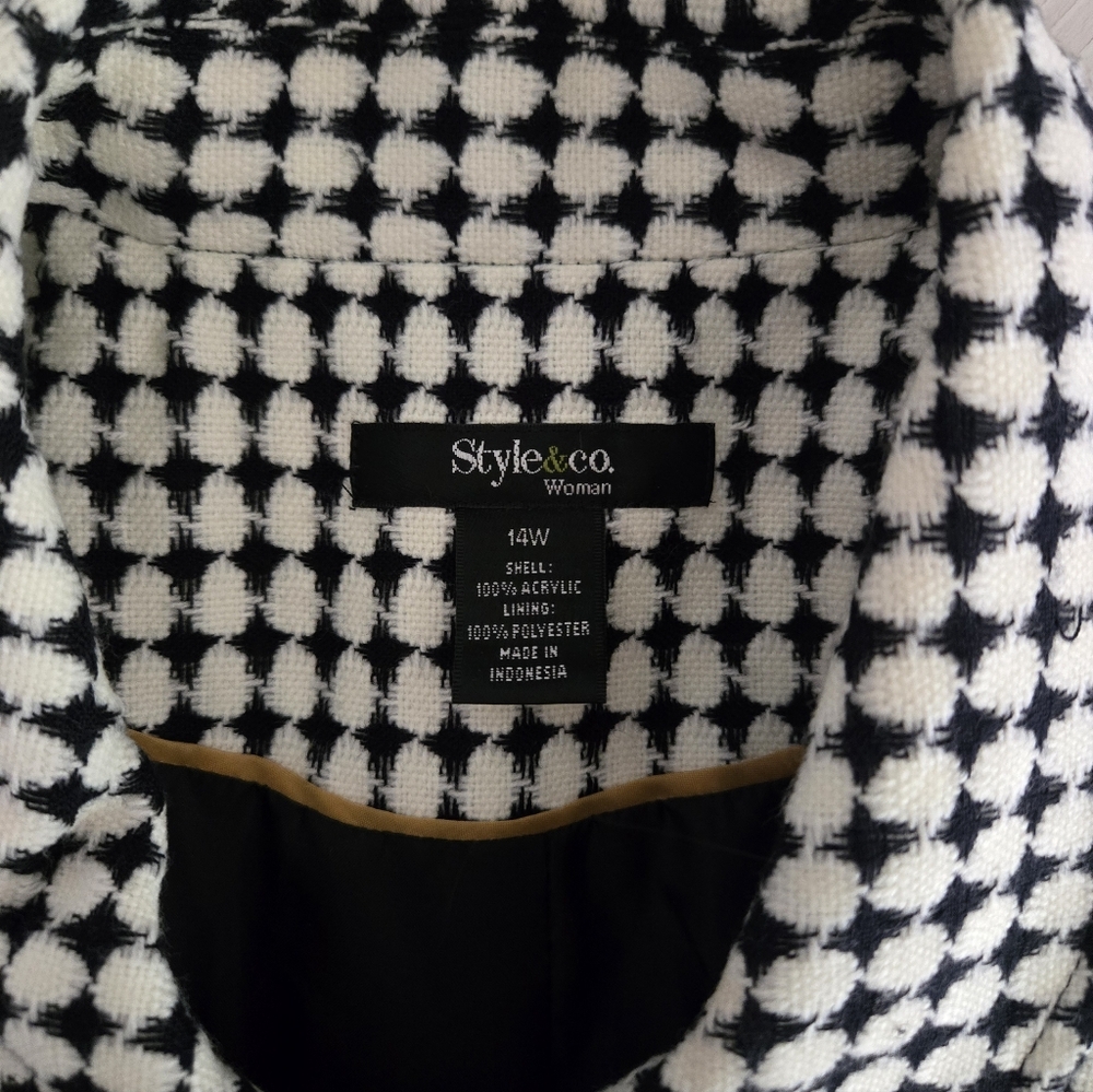 Style & Co. Women Stylish Black and White Women's Coat Size 14W - Picture 7 of 7